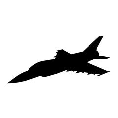 Fighter jet silhouette icon vector. Fighter plane silhouette for icon, symbol or sign. Fighter jet icon for military, war, conflict and air strike