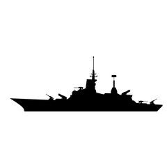 Battleship silhouette vector. Warship silhouette for icon, symbol or sign. Battleship symbol for military, war, conflict and patrol