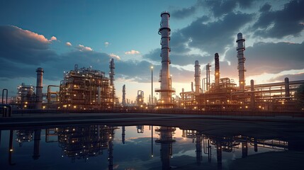 Naklejka premium Plant, oil refinery, chemical complex
