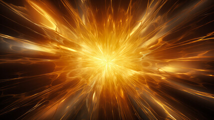 Sparkling Golden Star Fractal: Abstract Background with Glossy Explosion and Linear Patterns.