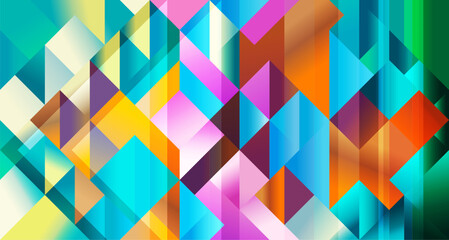 abstract geometric background with triangles and squares, multicolor