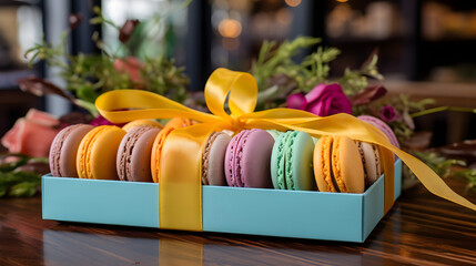 gift box with macaroons
