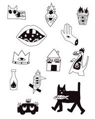 Various tattoo element doodle illustration