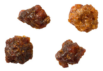 Myrrh resin isolated on white background, top view.