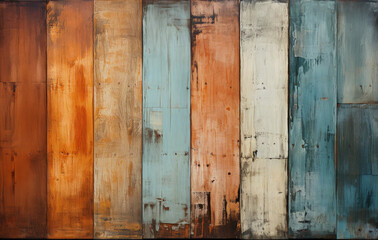 Vibrant Vintage Wood Palette - Multicolored Shades in Patination Style - Generative AI