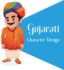 Traditional Indian Gujarati man with colorful cloth