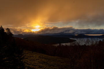 北海道　紅葉　屈斜路湖　道　道東　硫黄山　温泉