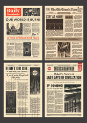 Retro Newspapers Style Backgrounds and Templates, Vintage News Pages, Breaking News  - obrazy, fototapety, plakaty