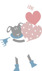 happy valentine's day with sheep holding heart, love concept, flat png transparent element character design