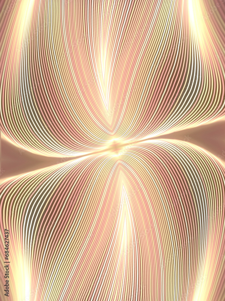 Poster Close-up of a wave pattern of bright multicolored curved lines. 3d rendering digital illustration