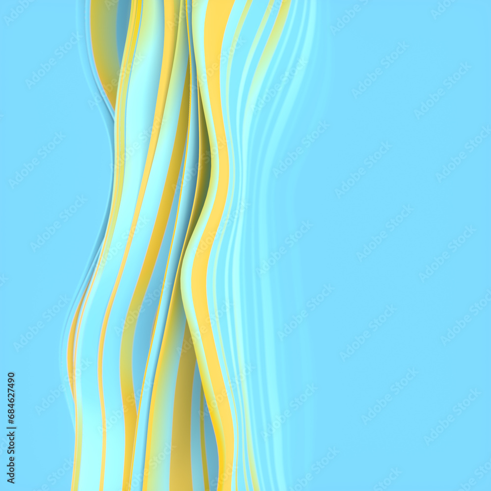 Poster modern smooth waves of fabric fluttering in the wind. 3d rendering background. digital illustration
