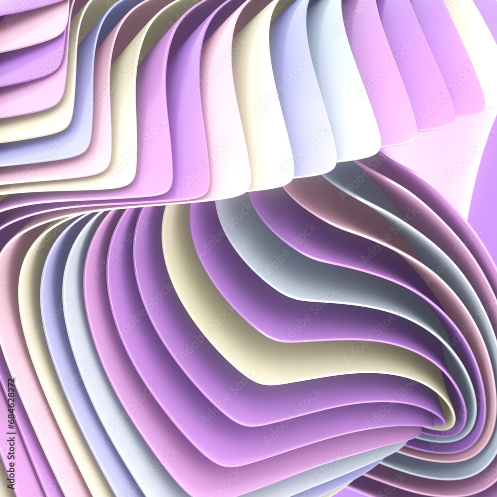 Poster Abstract curved layered surface. Dynamic composition. 3d rendering digital illustration