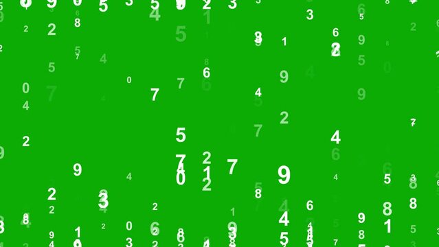 Digital numbers pattern motion graphics with green screen background