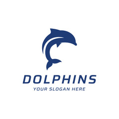 Dolphin Logo template design. Dolphins jump on the waves of the sea or beach with a creative idea.
