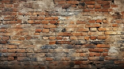 Antique brick wall background with Grunge stone texture panoramic vintage view