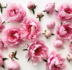 Obraz na płótnie Canvas pink peony flowers on a white background
