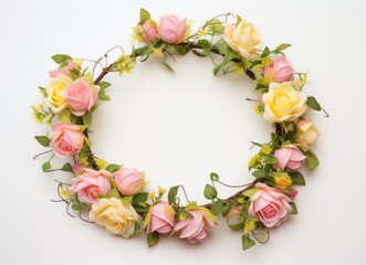 pink rose wreath with leaves