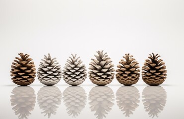 these pine cones are placed in row