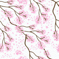 Vector seamless floral pattern with sakura.