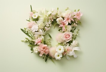 white and pink flowers arranged in an alphabet shape