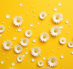Obraz premium white daisies on a yellow background