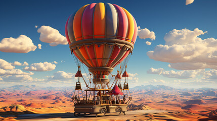 3d realistic hot air balloon transportation