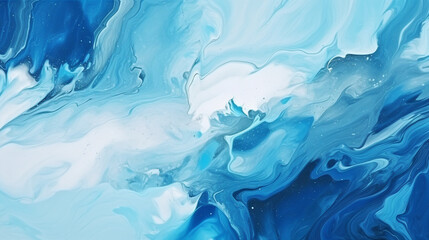 Fototapeta na wymiar Abstract Art Blue Paint Swirls - Creative Fluid Motion Background