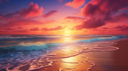 Beach In Beautiful Sunset