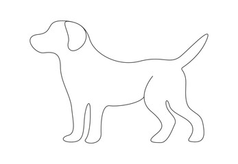 Cute dog continuous single line drawing. Isolated on white background vector illustration. Pro vector. 