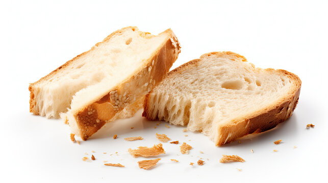 torn bread isolated on white background