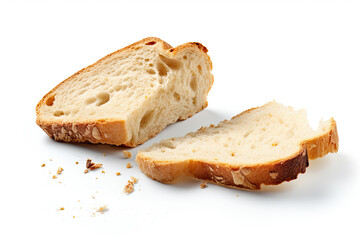 torn bread isolated on white background