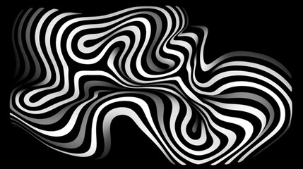 Flat black and white vector warped blob magic shape.Generative AI