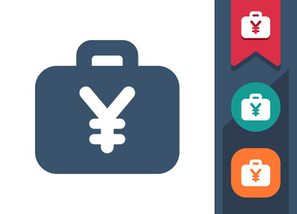 Obraz premium Briefcase Icon. Suitcase, Money, Bribe, Yen, Yuan