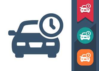 Car Icon. Vehicle, Clock, Time, Deadline