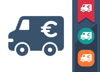 Armored Truck Icon. Money, Van, Euro