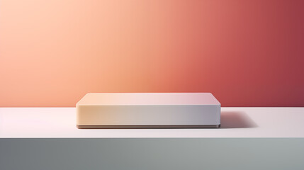 Minimalist product presentation platform, featuring a sleek podium against a backdrop of soft gradients and subtle branding elements, ensuring focus on the showcased product