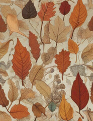 Painting of fallen dry leaves in autumn