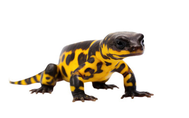 Fire Salamander Adorned with Striking Black and Yellow Markings Isolated on a Transparent Background PNG