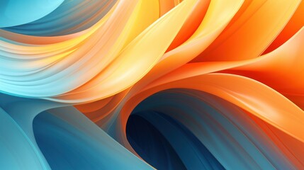 Abstract background blue and Orange wavy fractal textures. AI generated image