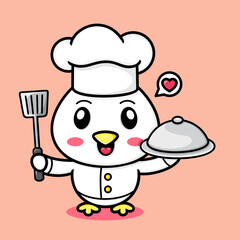 cute chicken cartoon, become a cooking chef.