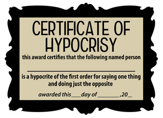 certificate of hypocrisy - obrazy, fototapety, plakaty