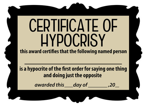 certificate of hypocrisy