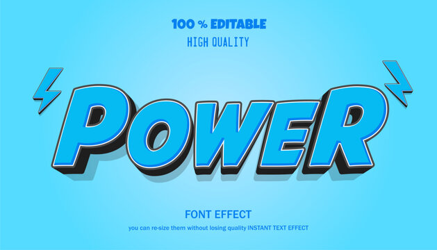 3d Power text effect. Editable text effect.