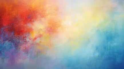 Fotobehang Gentle brushstrokes of pastel colours blend on a canvas creating a soft, soothing abstract art. © Jan