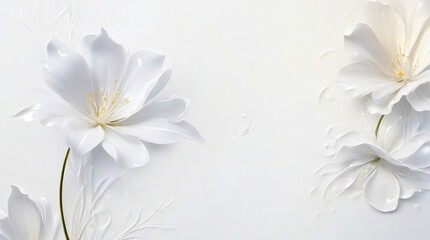 white flower background with empty wall