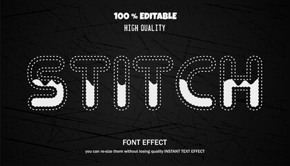 3d Stitch text effect. Editable text effect.