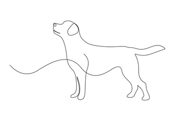 Dog single line drawing. Continuous one line art of dog. Isolated on white background vector illustration. Pro vector. 