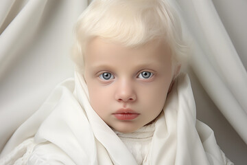 Cute baby toddler - Pale skin - albino - albinism concept - obrazy, fototapety, plakaty