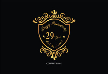 29 anniversary celebration logotype with handwriting golden color elegant design
