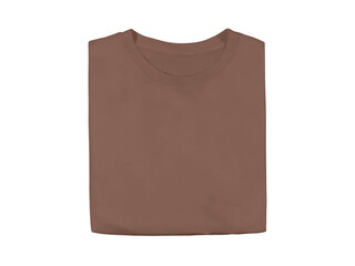 Isolated brown chestnut colour blank fashion folded tee front mockup template